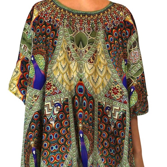 Peacock Print Kaftan Dress-Designer Kaftans Sale - Picture 2 of 4